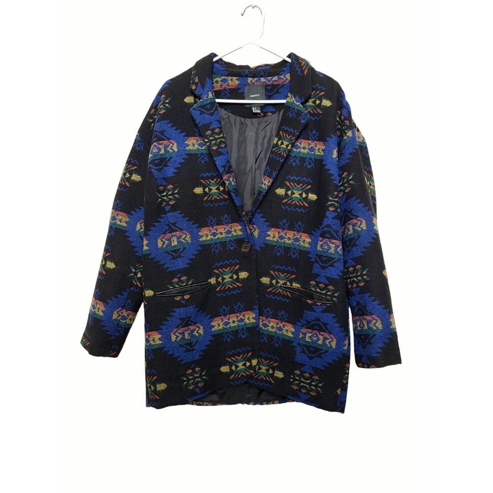 Forever 21 Women's Size L Wool Blend Southwestern Navajo Style Blazer Jacket